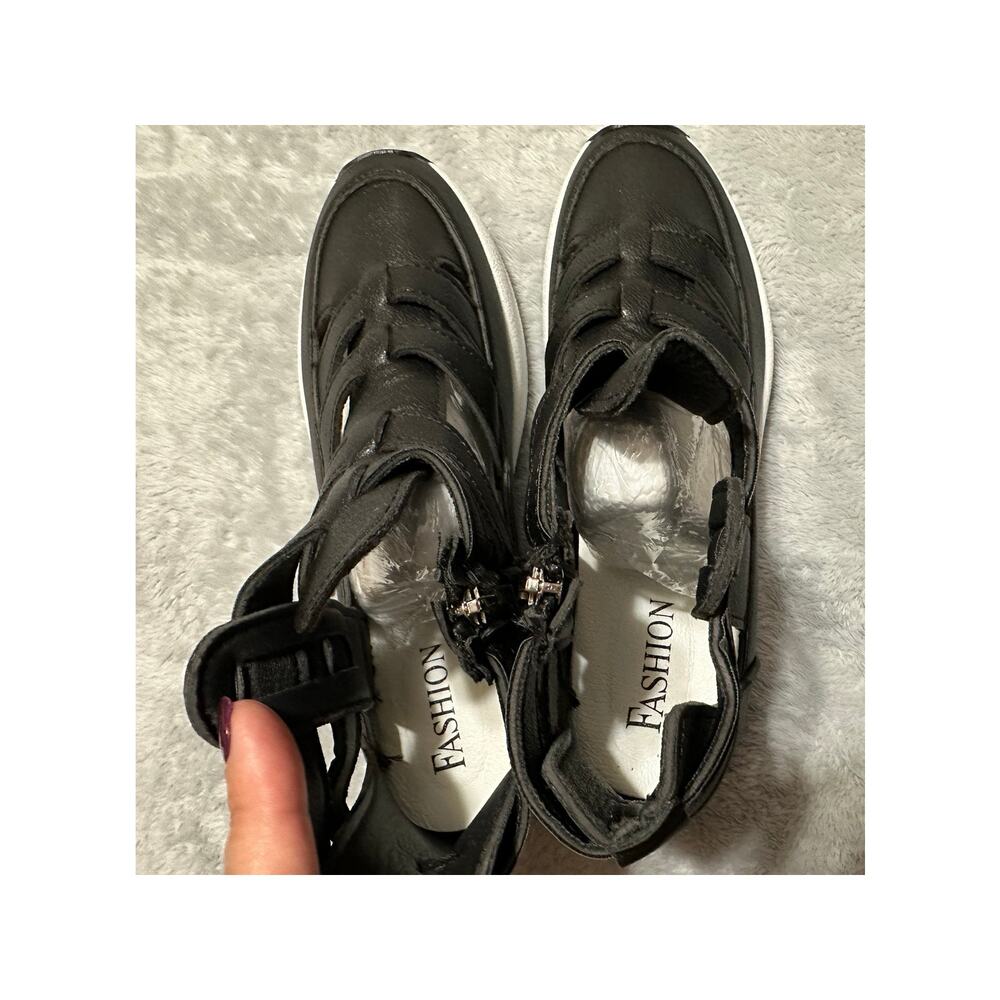 NEW Summer Platform Gladiator Sandals: Black Wedge Sneakers - Picture 5 of 7